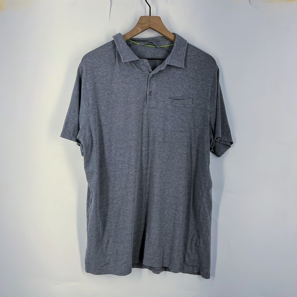 tasc Performance Mens XL Gray Organic Cotton Bamboo Lycra Short Sleeve Polo